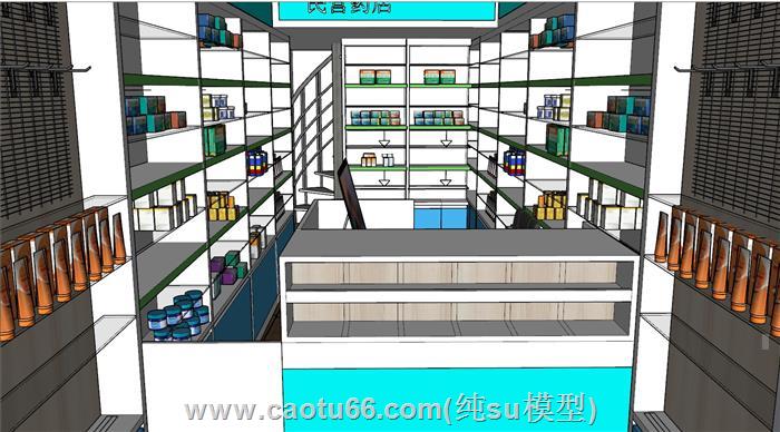 民营药店商店SU模型 1