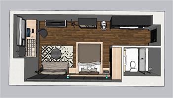 标准间酒店宾馆SU模型