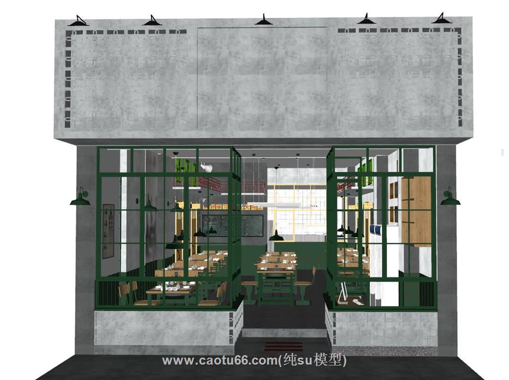 革命主题火锅店SU模型 1