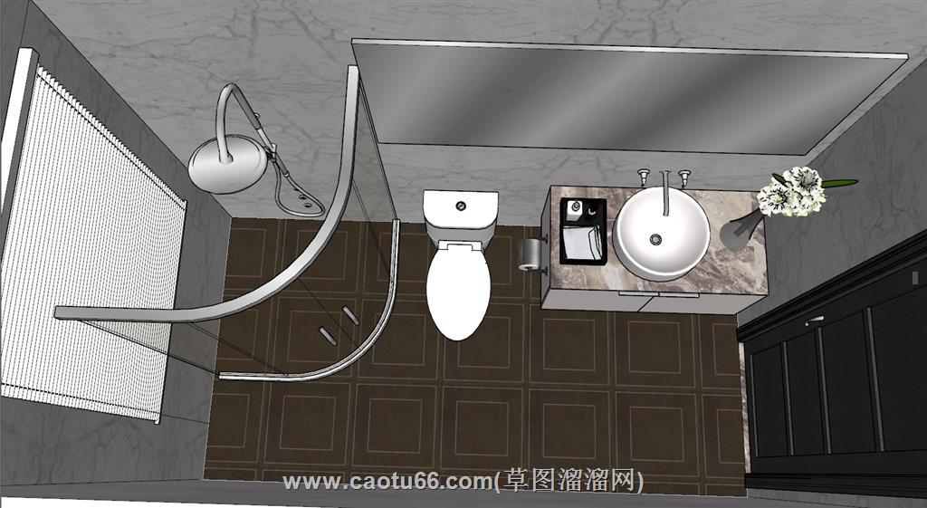 新中式户型家装SU模型 5