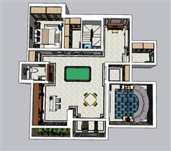 地下室家装别墅SU模型