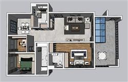 家装户型住宅SU模型 免费sketchup模型下载