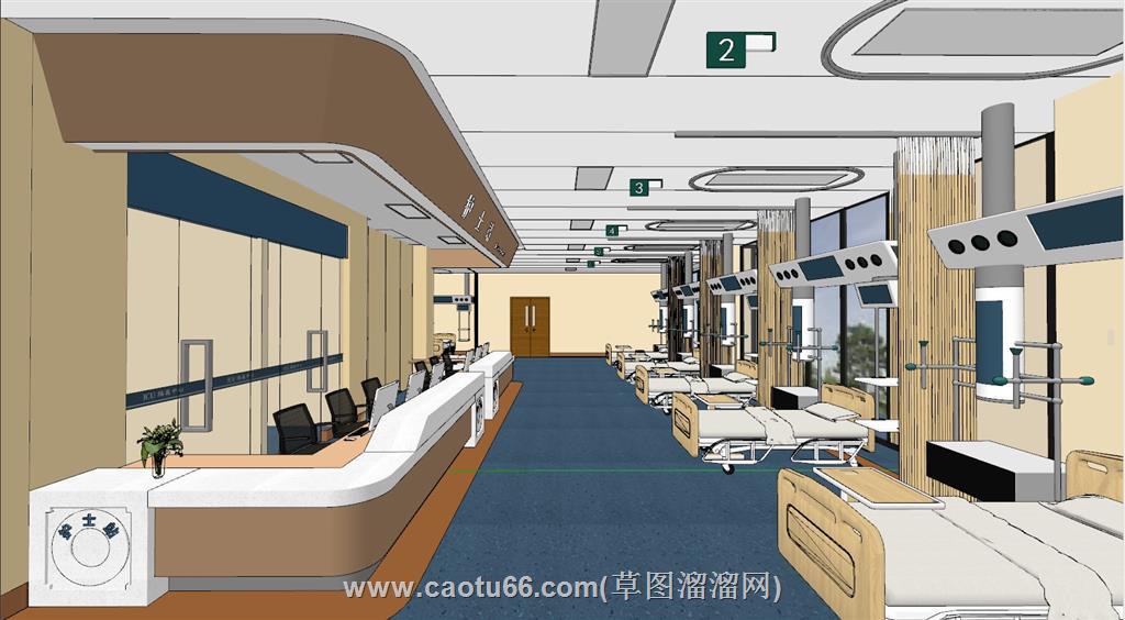 医院导诊台隔离间SU模型 1