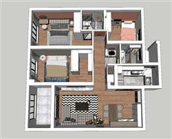 户型家装SU模型 免费sketchup模型下载