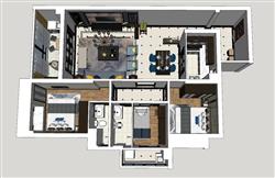 新中式家装户型SU模型 免费sketchup模型下载