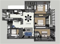 家装户型鸟瞰图SU模型
