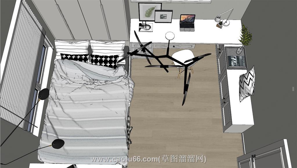 三房家装鸟瞰图SU模型 5