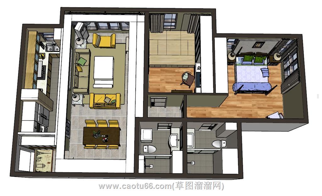 美式古典家装SU模型 1