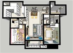 户型家装鸟瞰SU模型