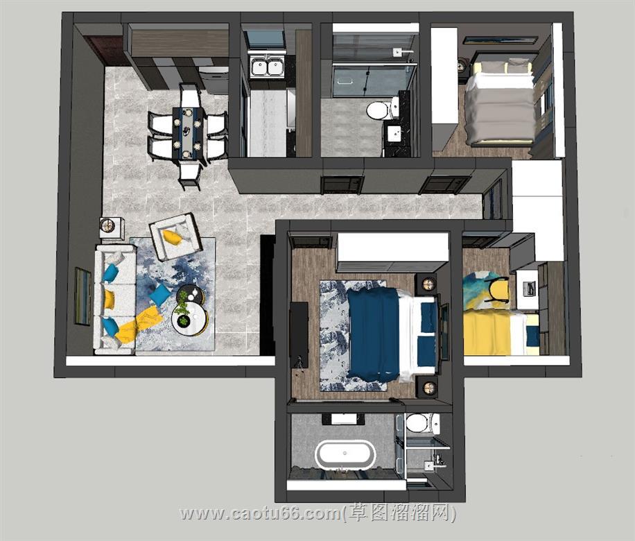 家装户型SU模型 1