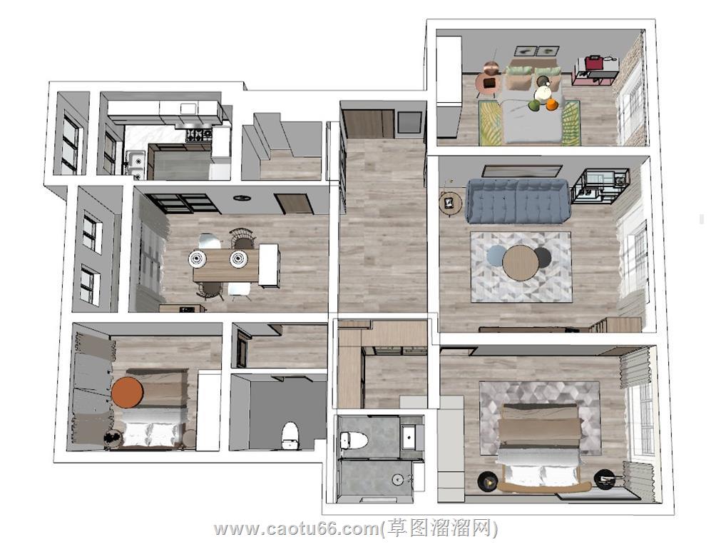 户型家装SU模型 1