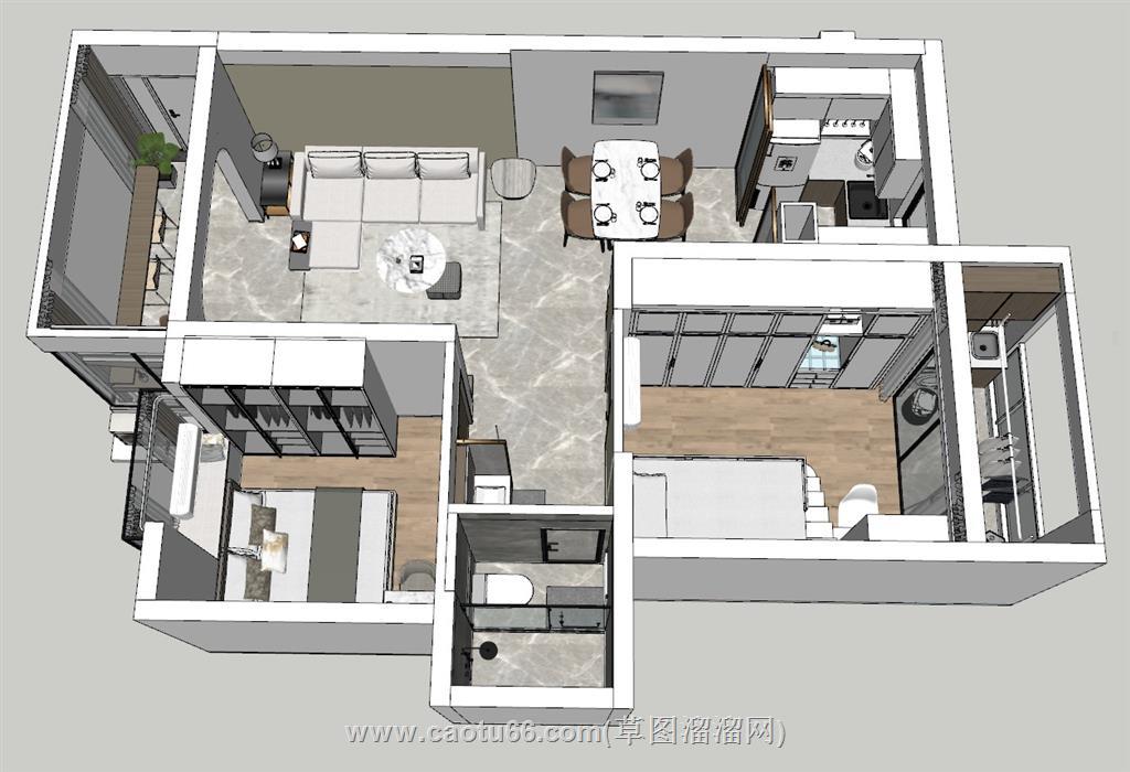 小户型家装SU模型 1