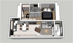 单身公寓小户型SU模型 免费sketchup模型下载