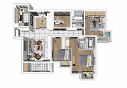 现代风格家装户型SU模型