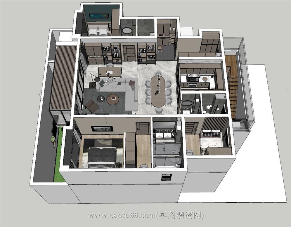 跃层家装别墅SU模型 1