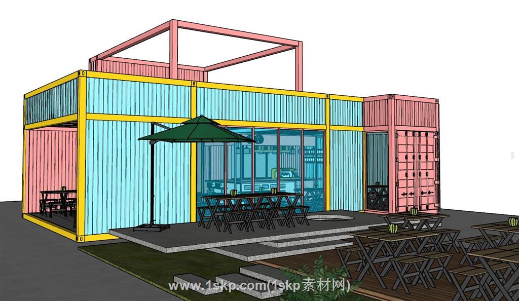 集装箱咖啡店SU模型 3
