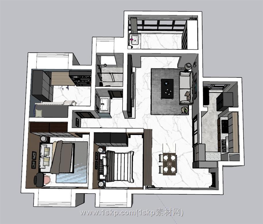 家装装修户型SU模型 1