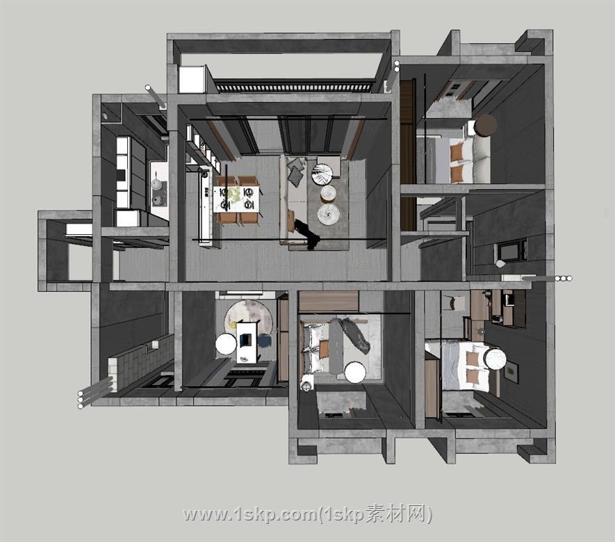 家装户型SU模型 1