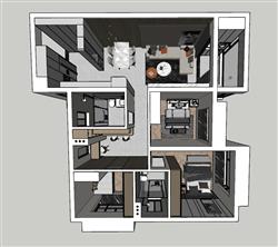 现代家装鸟瞰SU模型