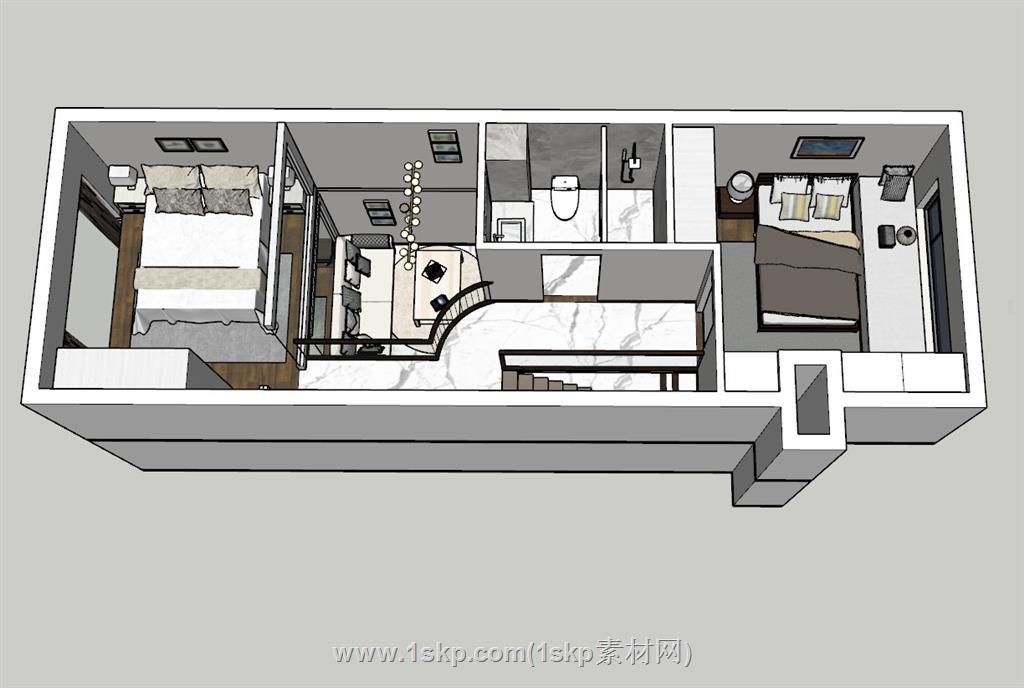 复式公寓家装SU模型 1