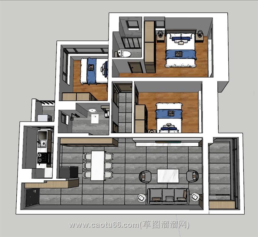 家装户型样板间SU模型 1