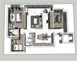 家装户型SU模型 免费sketchup模型下载