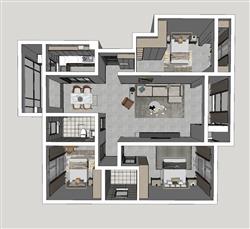 家装户型SU模型 免费sketchup模型下载