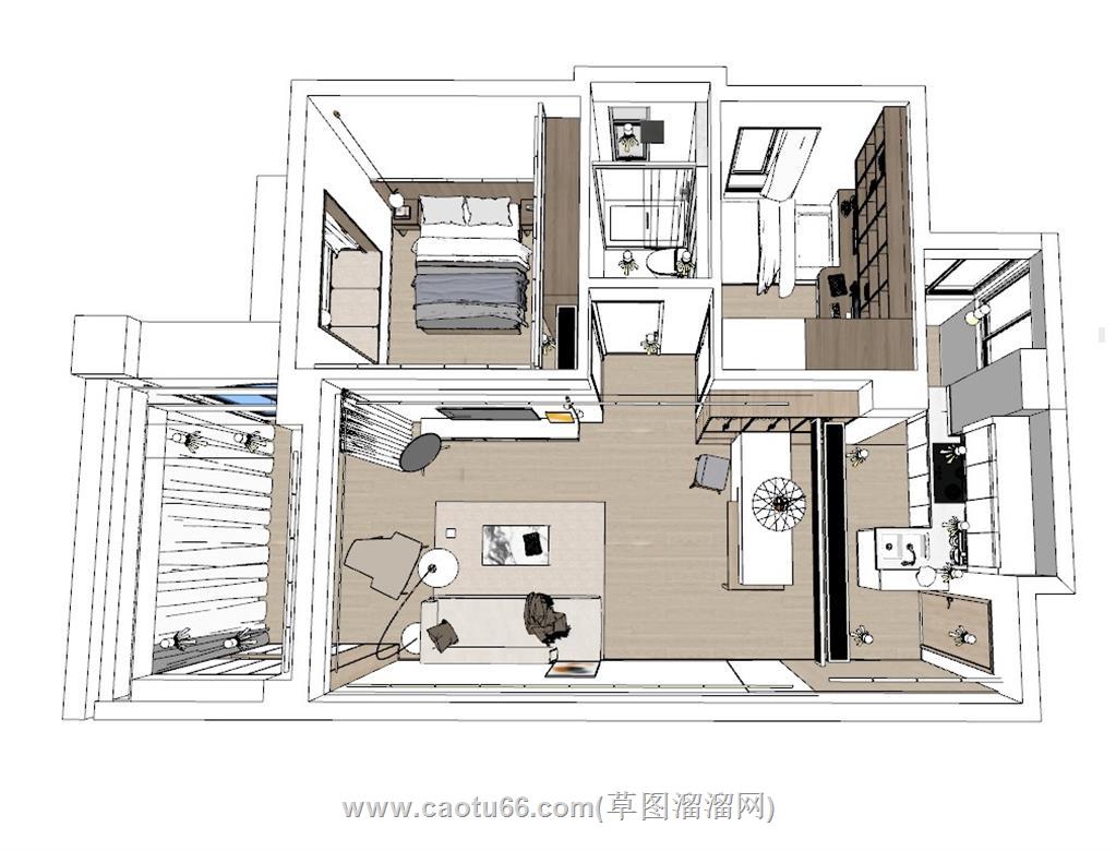 户型家装SU模型 1