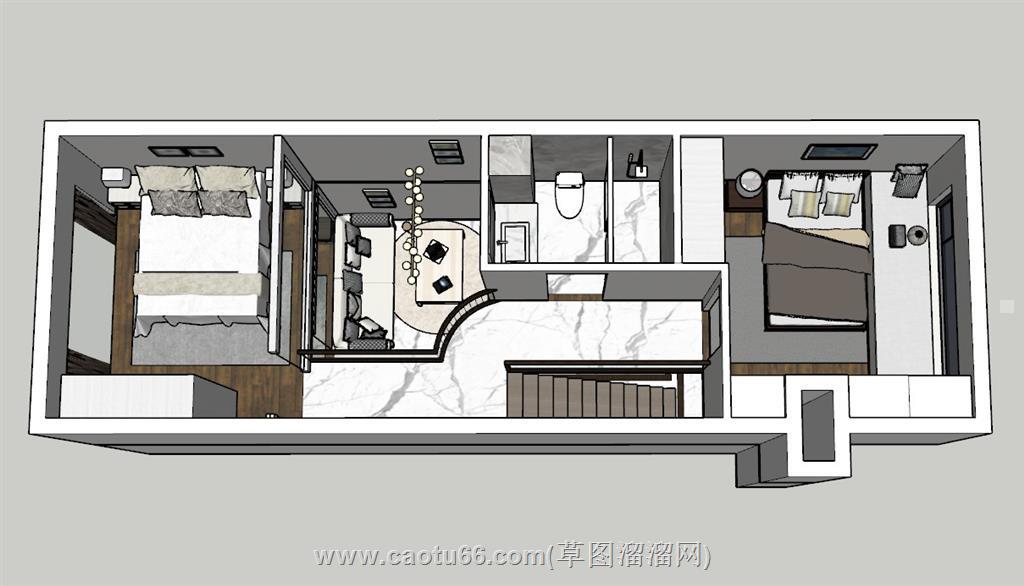 复式公寓家装SU模型 1