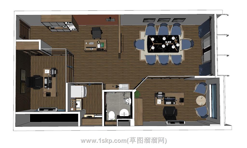 家庭版公司办公室SU模型 1