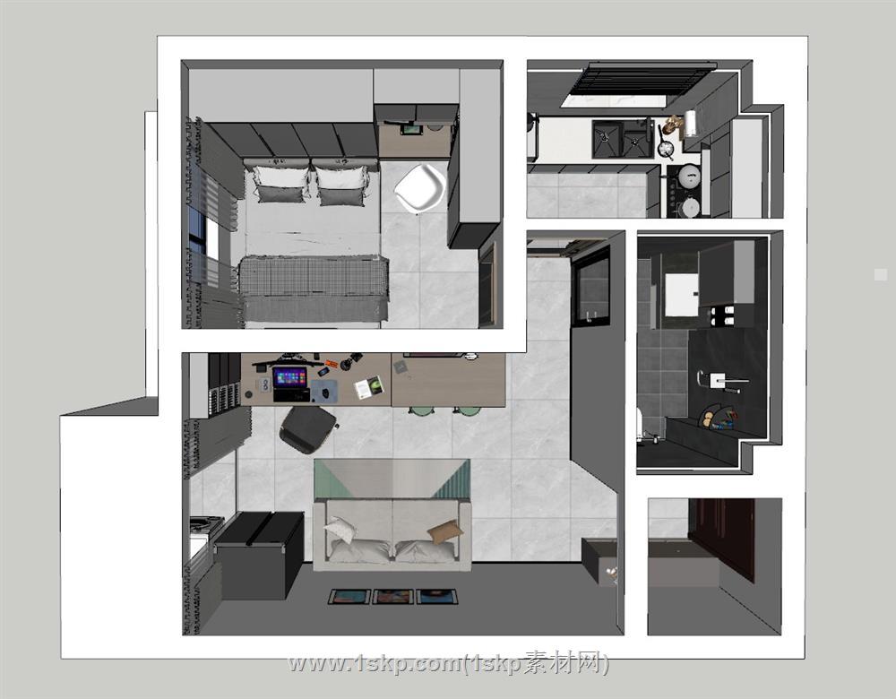 公寓家装户型SU模型 1