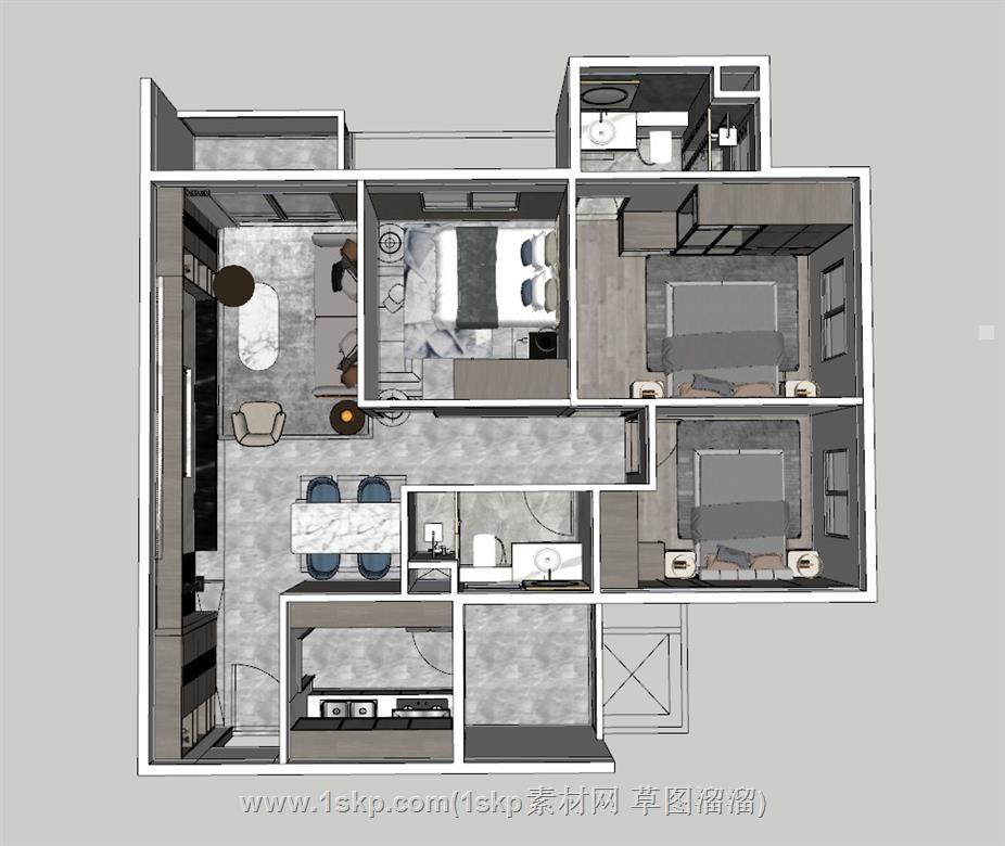 家装户型样板间SU模型 1