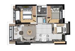 户型家装鸟瞰SU模型