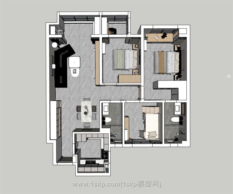 家装鸟瞰SU模型 1