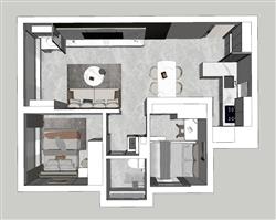 现代风格家装鸟瞰SU模型 免费sketchup模型下载
