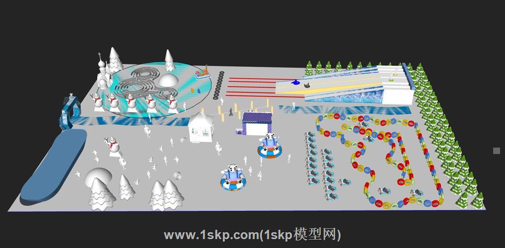 滑雪场滑雪SU模型 1