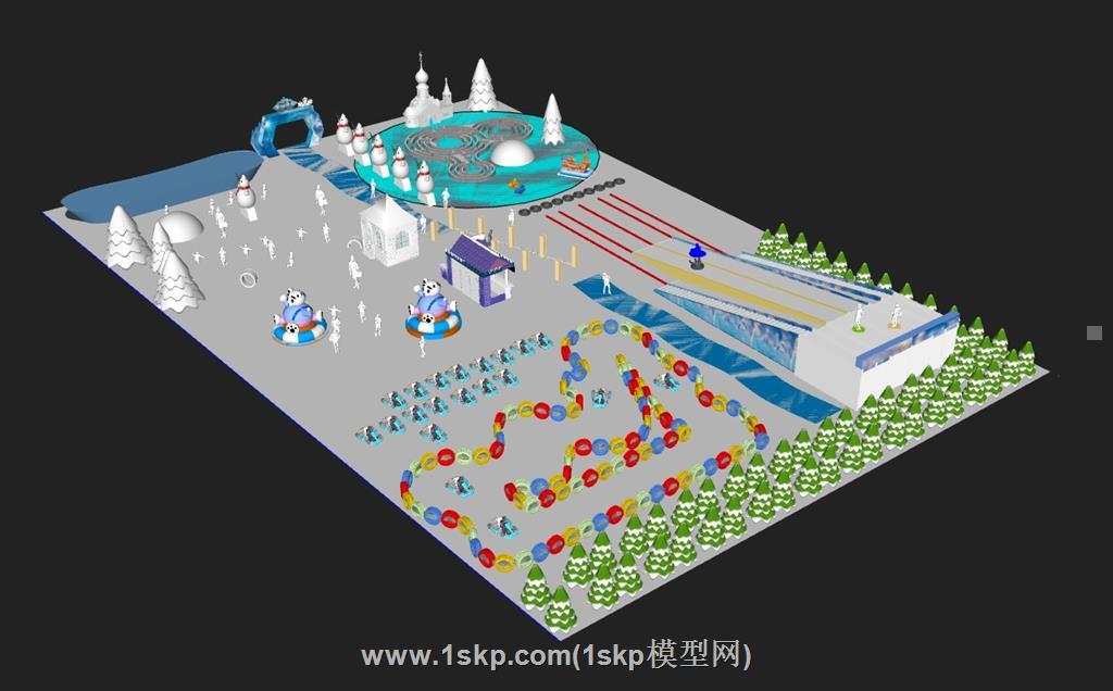 滑雪场滑雪SU模型 2