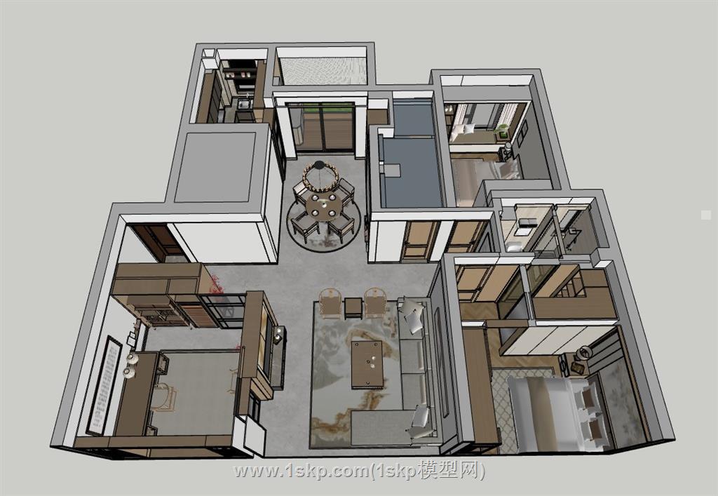 中式家装SU模型 1