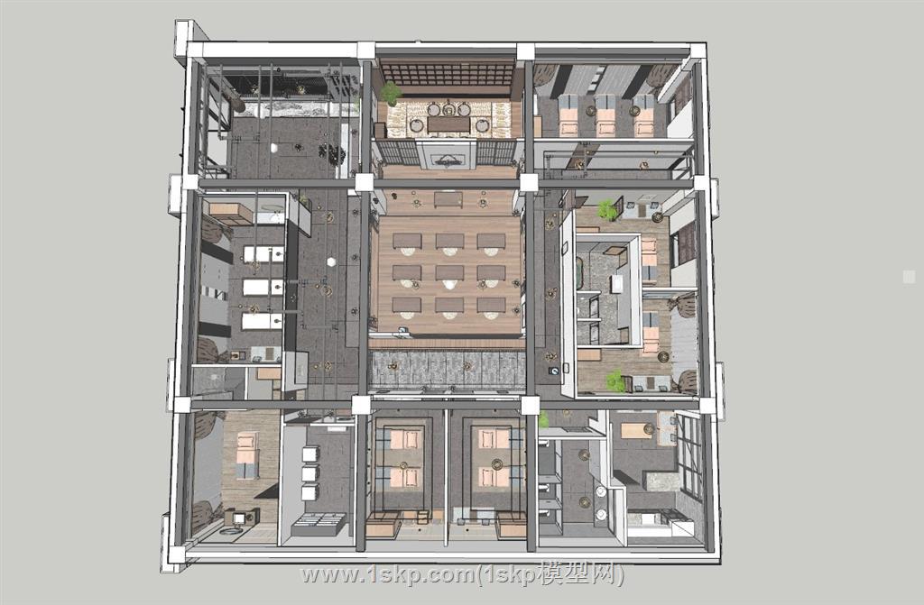 美容馆SPA按摩馆SU模型 1