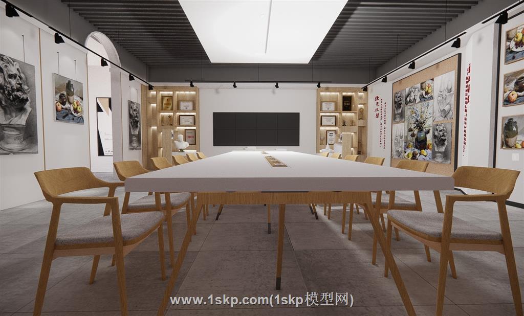 画展画室SU模型 1