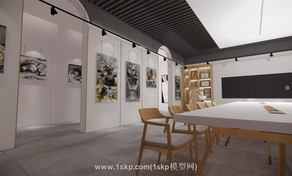 画展画室SU模型 2