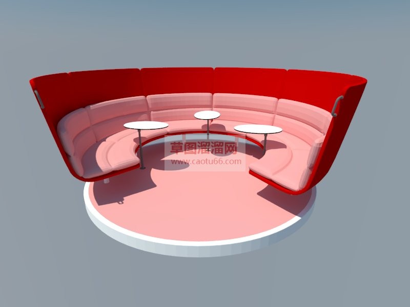 半圆形沙发洽谈SU模型 1