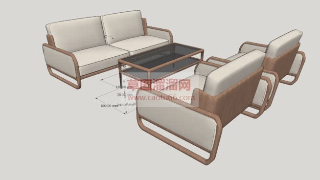 沙发茶几草图SU模型 1