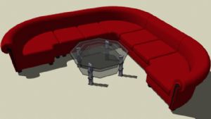 大红色L沙发SU模型