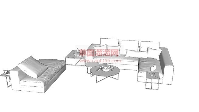 白模沙发家具SU模型 1