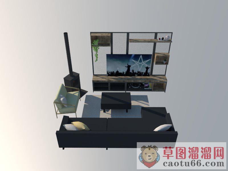 电视柜沙发家具SU模型 1