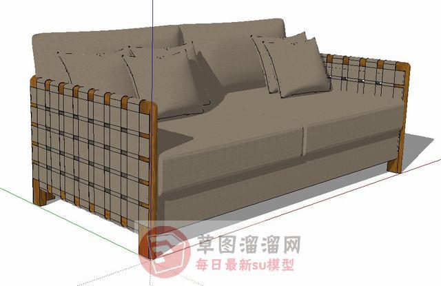 两人座沙发家具SU模型 1