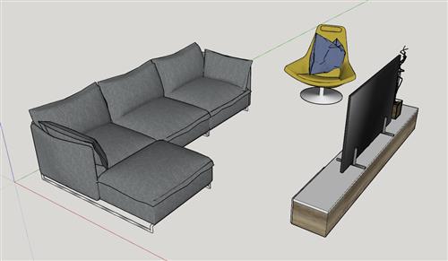 L型沙发电视柜SU模型 1