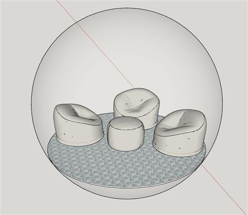 户外玻璃球沙发SU模型 1