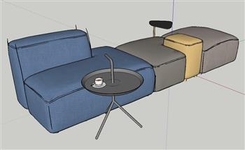 三座沙发SU模型 免费sketchup模型下载